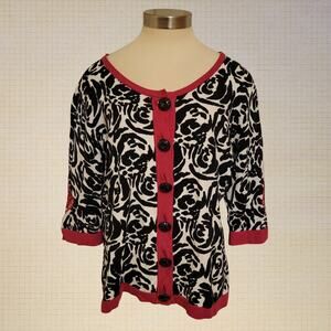 Y2K Timberlea Stretch Rose Patch Cardigan Button Up Size Large